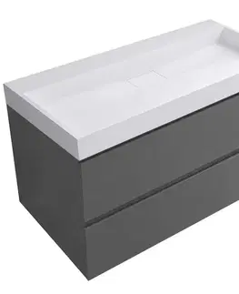 Umývadlá CERANO CERANO - Koupelnová skříňka Carole - antracitová + umyvadlo z lit. mramoru Vita - bílá lesklá - 100x58x46  CER-439028