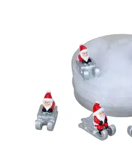 Vianočné dekorácie MAKRO - Santa na saniach 6ks v krabici , 3cmx1cm