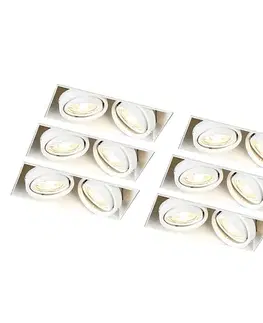 Zapustené svietidlá Sada 6 vstavaných reflektorov bielych GU10 sklápateľných bez rámu 2-svetlo - Oneon