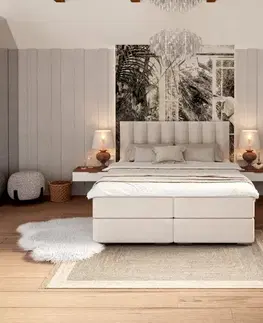 Postele FDM Manželská posteľ LINCOLN Boxspring | krémová 180 x 200 cm