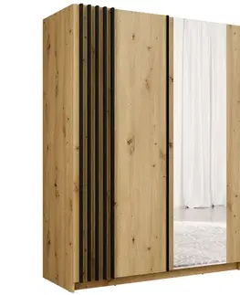 Šatníkové skrine Skriňa Bayadero 10 III artisan/čierna lamely