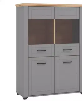 Vitríny a regály do obývačky Vitrína Valencia 2k Grafit/Artisan 11011378