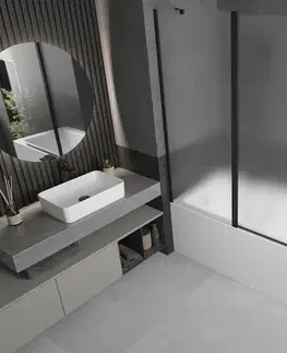 Sprchové dvere MEXEN - Flip vaňová zástena 1-krídlo 140 x 150, dekor, čierna 894-140-101-70-30