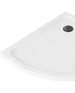 Vane MEXEN/S - Flat sprchová vanička štvrťkruhová slim 80 x 80, biela + čierny sifón 41108080B