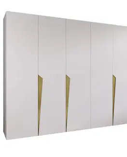 Šatníkové skrine Skriňa Piano 1-300 (2x150) biela/zlatá