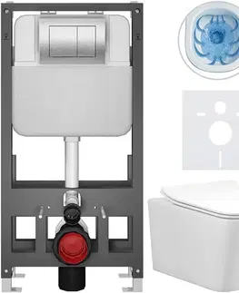Záchody CERANO - Kompletný WC set Basic/Forte - biela lesklá - WC tlačidlo Maxio/Strieborná - voľne stojaca - predstenová inštalácia - 51x36 CER-8050BD86132