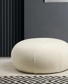 Taburety a podnožky Puf Tina - Bouclet White