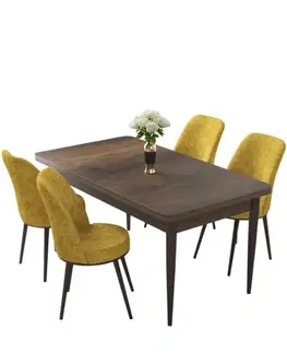 Jedálenské sety Dining Table & Chairs Set (5 Pieces) Nil - Baroque, Mustard