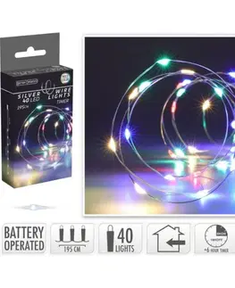 Vianočné osvetlenie Kinekus Svetlo vianočné 40 LED farebné, s časovačom, baterky, vnútorné