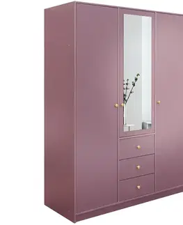 Šatníkové skrine Skriňa Siena 2 D3 slivka / zrkadlo
