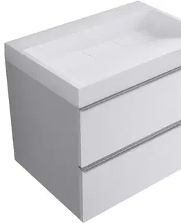 Kúpeľňový nábytok CERANO - Kúpeľňová skrinka Velora - biela matná, úchytka chróm + umývadlo z lit. mramoru Vita - biela lesklá - 70x63x46,5 CER-8050BD83995