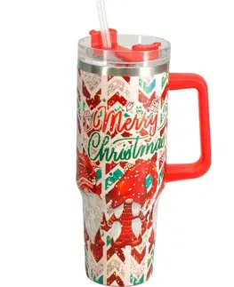 Termosky a termohrnčeky Vianočný termohrnček Merry Christmas 1,2 l, červená