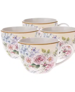 Hrnčeky a šálky 4-dielna sada porcelánových šálok Roses, 90 ml