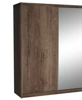 Šatníkové skrine Skriňa Maciej zrkadlo 208 cm dub lefkas