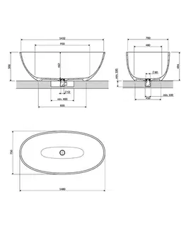 Vane OMNIRES - SHELL M+ voľne stojaca vaňa, 148 x 75 cm, biela mat SHELL148WWBM