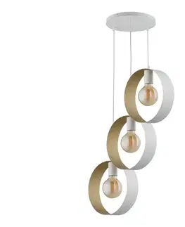 Svietidlá  Luster na lanku HAPPY 3xE27/60W/230V biela/zlatá 32291