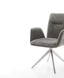 Jedálenské stoličky DELIFE Jedálenská stolička Vinja-Flex bouclé mäkký tmavobéžová krížová podstava široká nerezová oceľ 360° otočná hojdacia funkcia