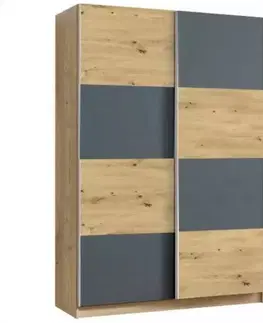 Šatníkové skrine Skriňa Alfa 3 artisan/grafit