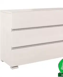 Komody do spálne Komoda drevená buk 3s Skandica Vestre biely