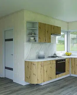 Kuchynské linky PREMIERE rohová kuchyňa 240/260, dub Artisan