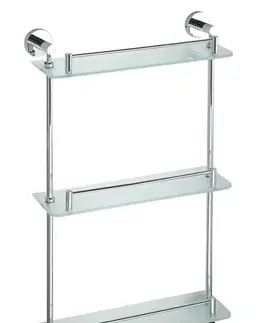 Regály a poličky SAPHO XR608 X-Round E sklenená polička trojitá s hrazdou 38 x 67,5 x 13 cm