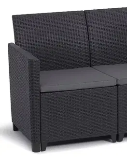 Lavice z umelého ratanu KETER Záhradná pohovka CLARA 2 seater | grafit