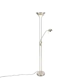 Stojace lampy Oceľová stojaca lampa s lampou na čítanie vrátane stmievateľného LED v Kelvinoch - Diva