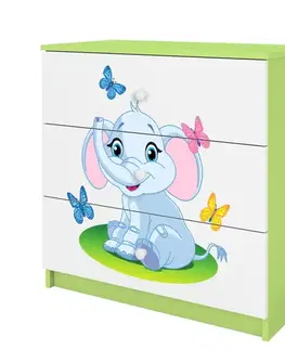 Komody so zásuvkami Detská komoda  Babydreams zelená – Slon