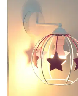 Svietidlá  Detská nástenná lampa STARS 1xE27/15W/230V ružová/biela KK-1385/1 WT+PK