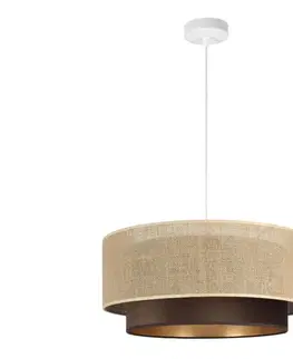 Svietidlá  Závesný luster SARTA 1xE27/60W/230V, priemer 45 cm, hnedá/juta H0190