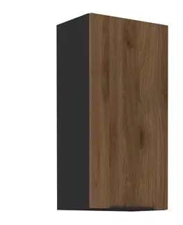 Kuchynské horné skrinky KONDELA Menzo 45 G-90 1F horná kuchynská skrinka čierna / orech