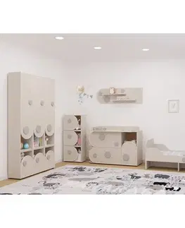 Komody KONDELA Piga 1D2S zásuvková komoda kašmír / dub craft zlatý