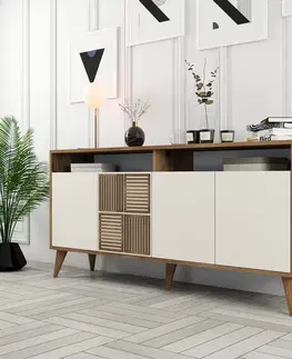 Komody Konzolový stolík Milan 160 - Walnut, Cream