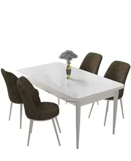 Jedálenské sety Dining Table & Chairs Set (5 Pieces) Nil - White, Brown