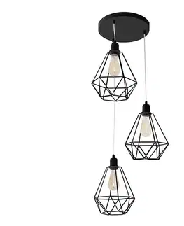 Svietidlá  Luster KARO 3xE27/15W/230V čierna W-KD 1311/3 BK