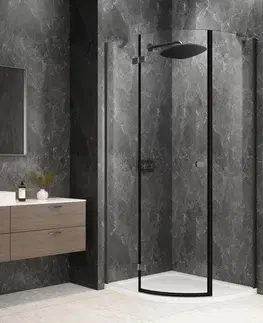 Sprchové dvere POLYSAN - GLOBE GUN METAL štvrťkruhová sprchová zástena 900x800, číre sklo, ľavá GB2980LGM