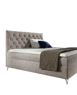 Postele KONDELA Guliette 180 boxspringová manželská posteľ sivobéžová Taupe (Velvet)