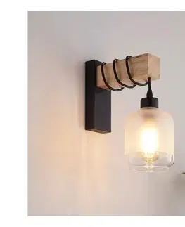 Svietidlá BRILAGI - Nástenné svietidlo WOOD GLASS 1xE27/60W/230V borovica/čierna/biela EG44078+NSTK7779