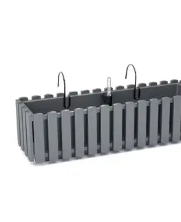 Kvetináče a truhlíky NABBI DDEF600W samozavlažovací plastový balkónový kvetináč 58 cm sivý kameň