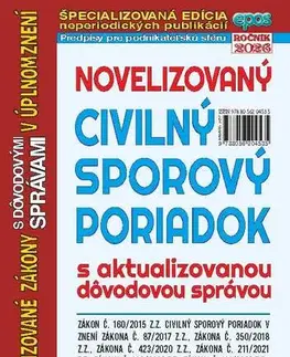 Zákony, zbierky zákonov Novelizovaný Civilný sporový poriadok 15/2026