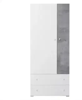 Spálňové šatníkové skrine Regál Sigma Si3  biely Lux/betón
