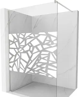 Sprchové dvere MEXEN/S - Kioto Sprchová zástena Walk-in 90 x 200, biely vzor 8 mm, nikel kartáčovaná 800-090-101-97-85