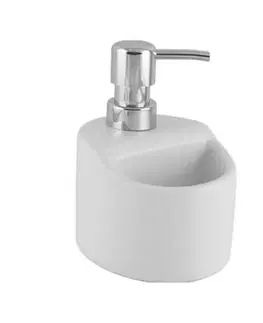 Dávkovače mydla Kinekus Dávkovač mydla/saponátu 330ml, s nádobkou na špongiu, biely