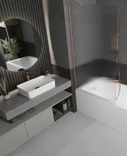 Sprchové dvere MEXEN/S - Next vaňová zástena FIX 90 x 150, prúžky, meď kartáčovaná 895-090-000-00-09-65