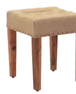 Obývačka Polstrovaný taburet s poťahom 40x45x40 indický masív palisander