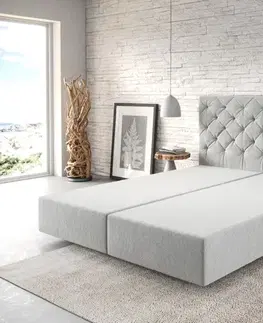 Rámy postelí DELIFE Boxspring posteľ Dream-Great 160x200 cm mikrovlákno strieborno-šedá