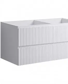Kúpeľňový nábytok CERANO - Kúpeľňová skrinka pod umývadlo Carole - biela matná ryhovaná - 119x48x45 CER-674935