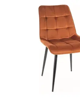 Jedálenské stoličky KIK VELVET čalúnená stolička, škorica