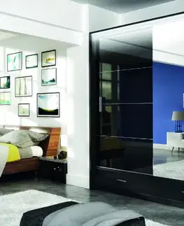 Šatníkové skrine MARSEILLE 203 šatníková skriňa čierny lesk 208cm
