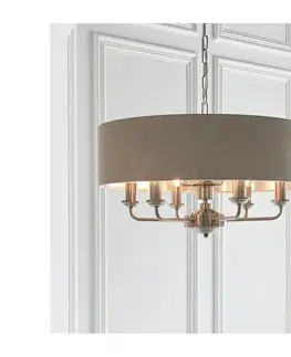 Svietidlá Endon 94357 - Luster na reťazi HIGHCLERE 6xE14/40W/230V béžový/matný chróm 94357